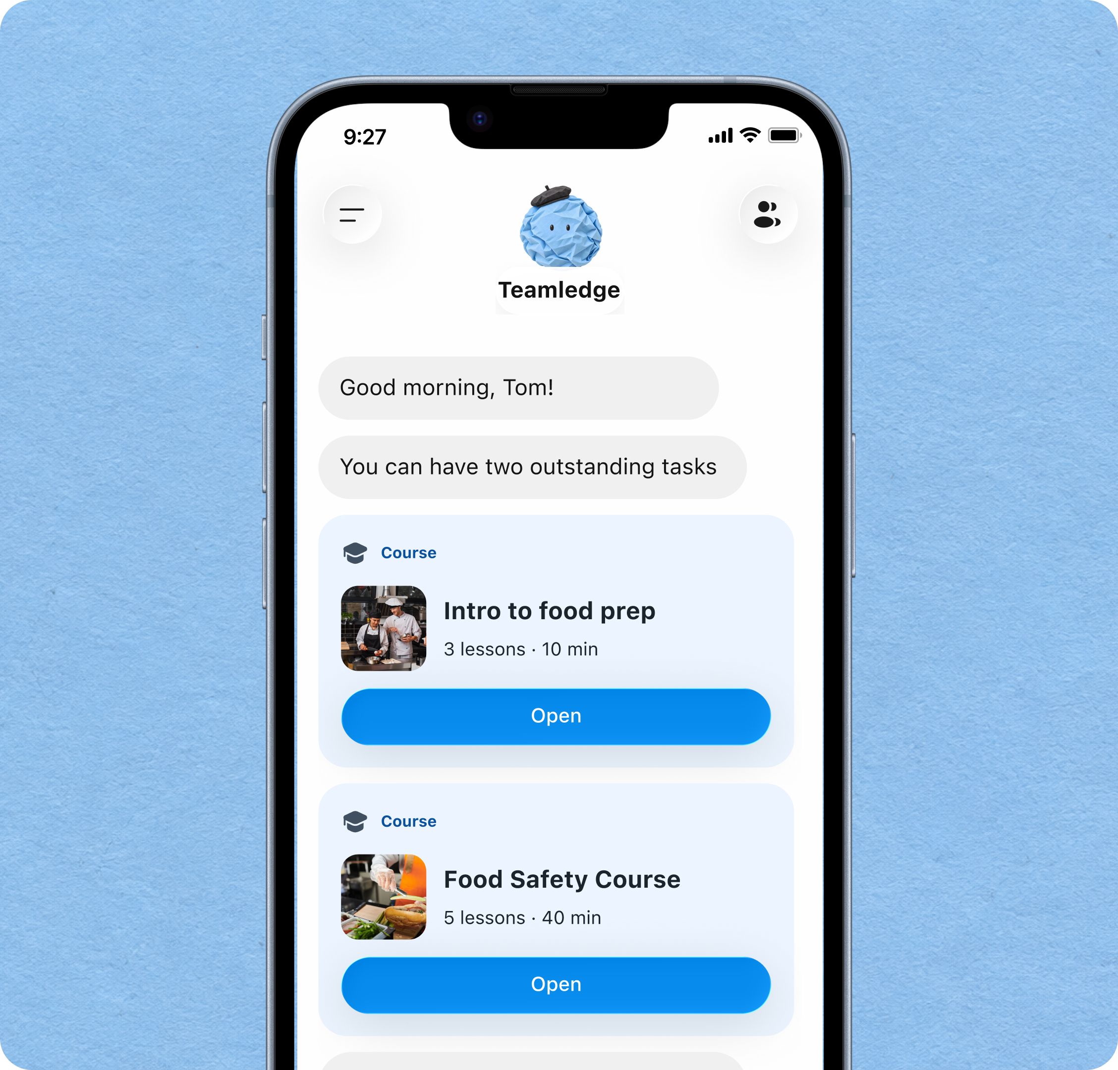 Training courses in the Teamledge mobile app